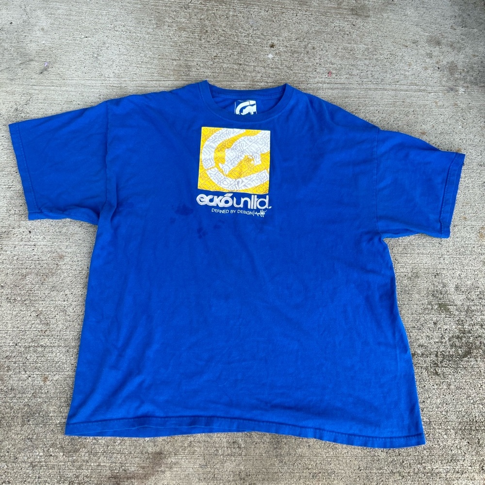 VTG Ecko UNLTD Y2K Short Sleeve Graphic Print T-shirt Men’s 2XL Blue Crew Neck